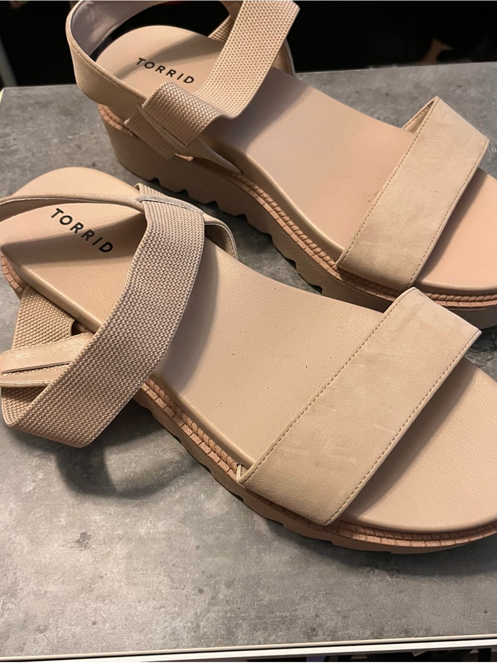 torrid Nude/Taupe Platform Sandal with Elastic Ankle Strap